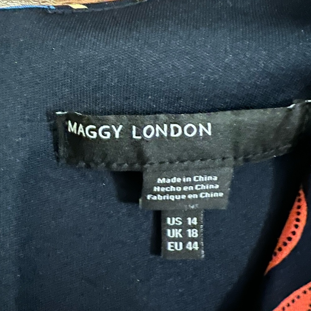 NWOT Maggy London Midi Dress. Beautiful colors & comfy! Too big for me. Sz 14 - Picture 5 of 9
